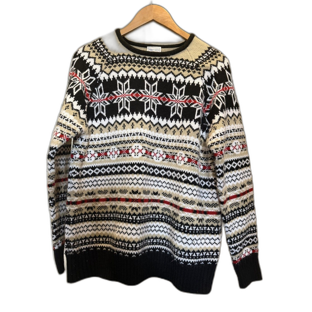 Passports "Vintage" Acrylic Holiday/Christmas Sweater Large